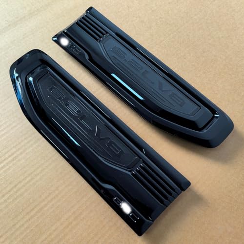 Image of 2pack OEM 2019-2026 6.2L V8 Vent Emblem Right Left 3D Nameplate Badge Replacement for Sierra 1500 86532094 85160723 (Gloss Black)