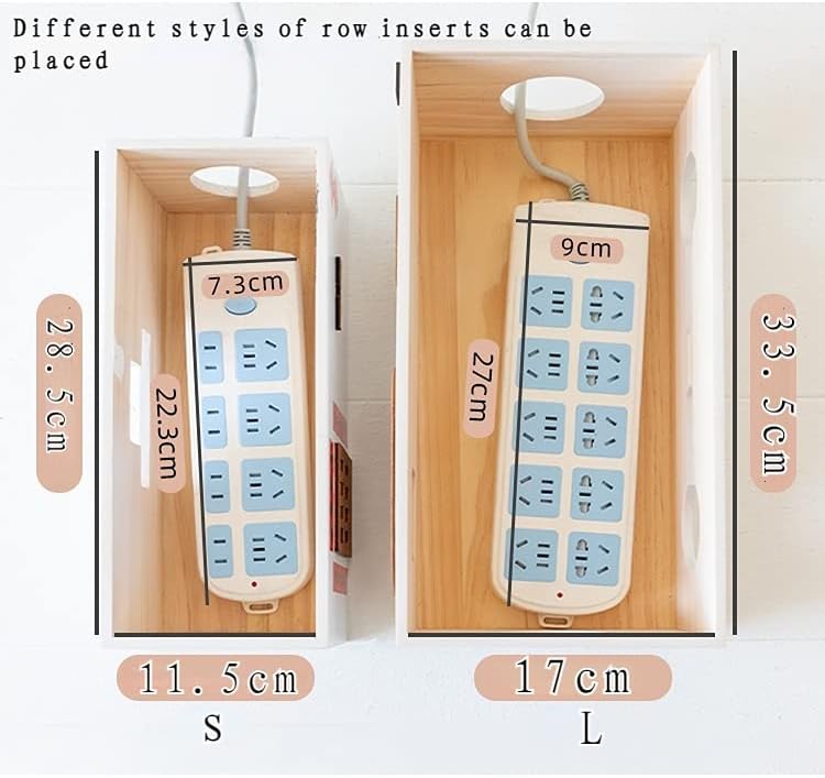 Large Cable Management Box, Wooden Cute Style Cord Organizer Box and Cover for TV Wires, Computer, Router, USB Hub and Under Desk Power Strip, Safe ABS Material Baby-Pets Proof Lock (Baking Hut B - L)
