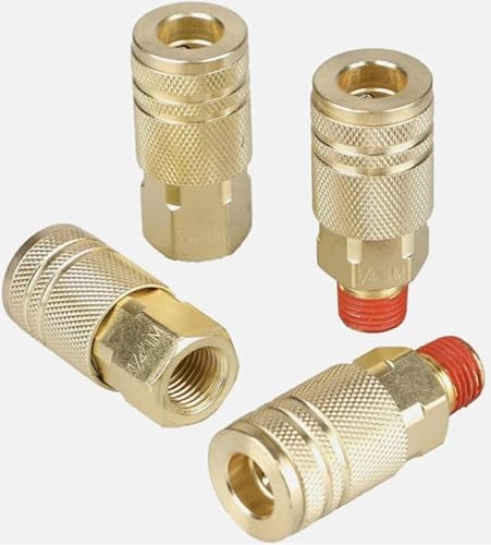 Quick Connect Air Hose Fittings, Steel, 1/2 Inch, Silver, Zinc Plated, 14 Piece Industrial Coupler Set Replacement for OuvanRijn