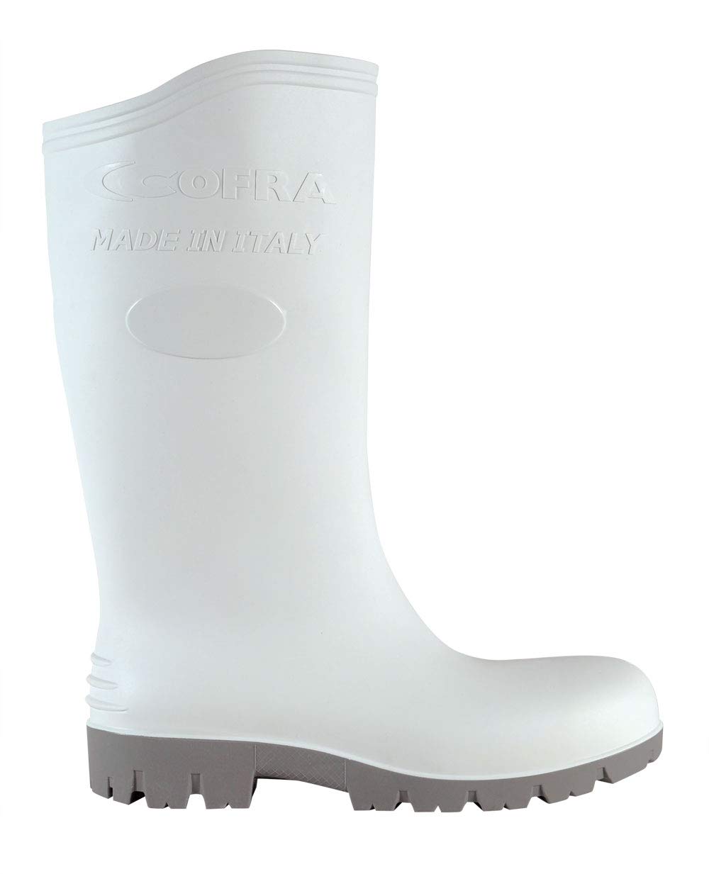 COFRA Asteroid White S5 FO SR Stivale PVC/Nitrile Bianco/Grigio - Puntale E Lamina Stivali da Lavoro di Sicurezza Scarpe antinfortuinistica