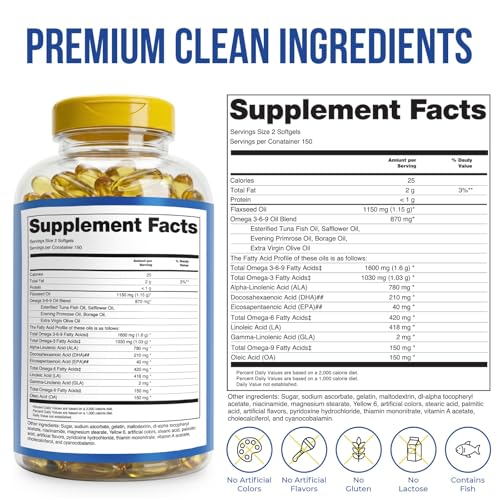 Image of Omega 3-6-9 Dietary Supplement (325 ct.) - Promote Visual Function and Eye Health - Support Heart, Cardiovascular Health, Healthy Skin, Hair and Overall Health (Omega 3-6-9)