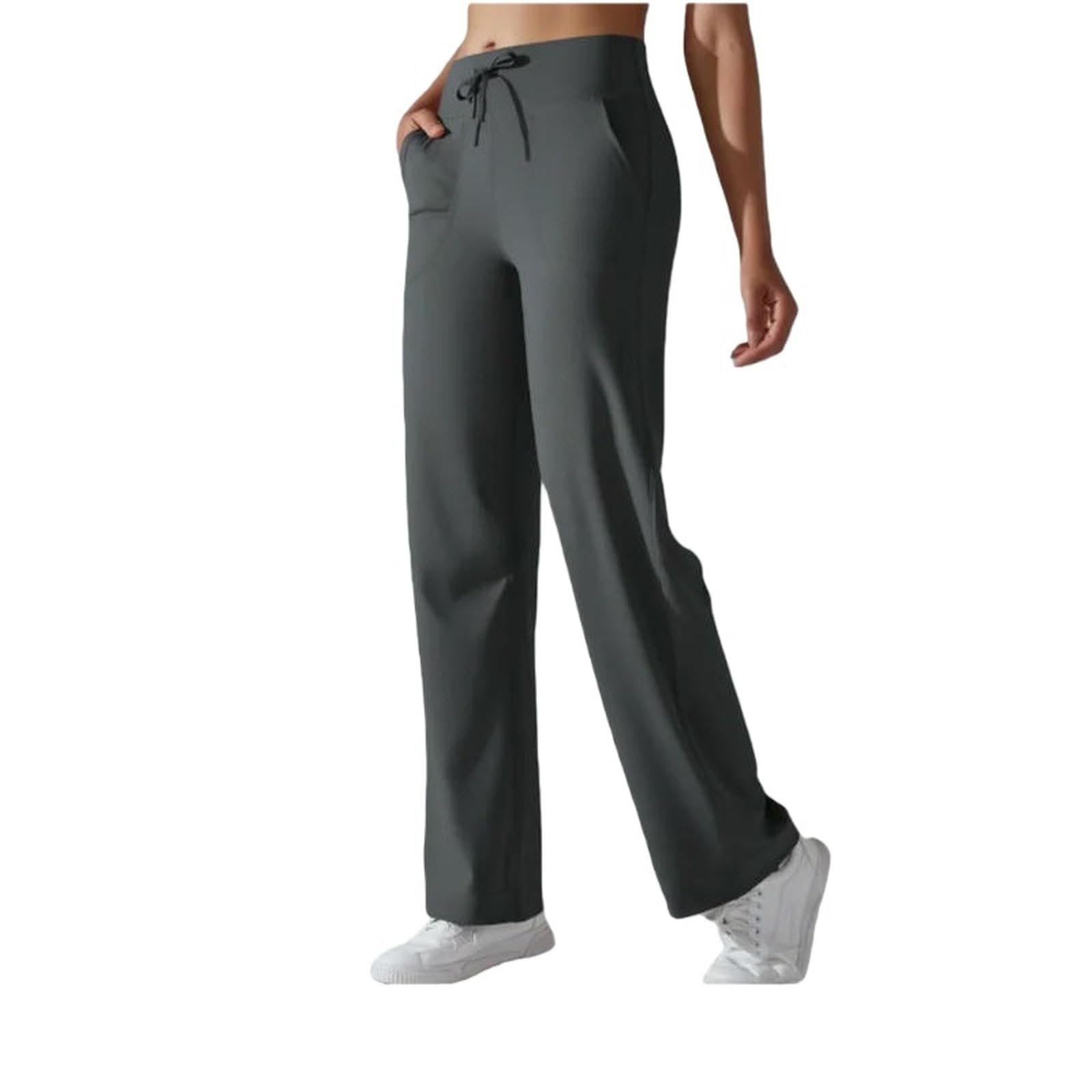 Pantalones de Yoga para Mujer de Talle Alto con Bolsillos, Pierna Ancha y Holgada, Estilo Mallas de Gimnasio.