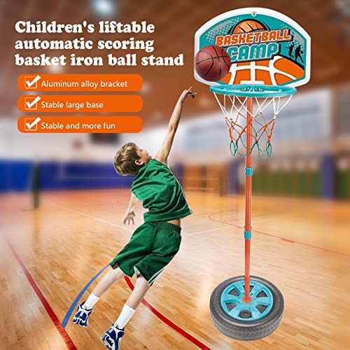 Cesta de Basquete Infantil Altura Ajustável - Brinquedo de jogo de basquete para crianças com pólo a