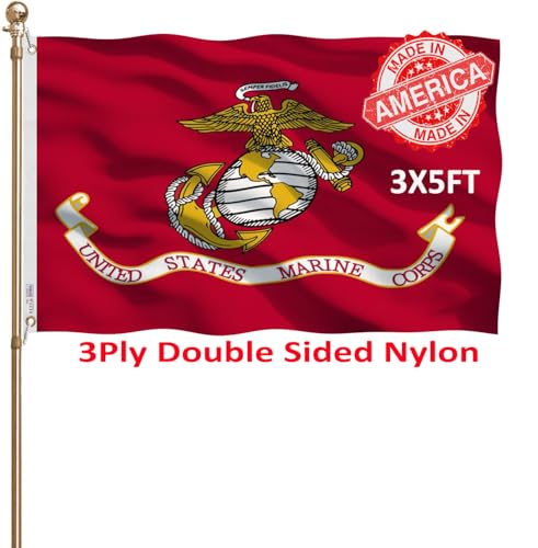 KEYCA US Marine Corps USMC Flags 3x5 Outdoor Heavy Duty Double Sided Nylon Vivid Color Anti-Fading with 2 Brass Grommets for Home-Company-Indoor Outdoor Decoration