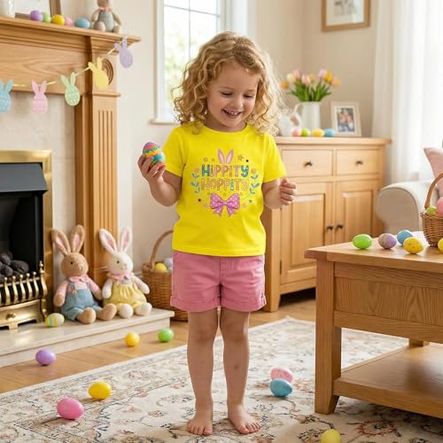 Image of Easter Shirts for Girls Kids Easter Gift Bunny T-Shirt Clothing 3-12 Years