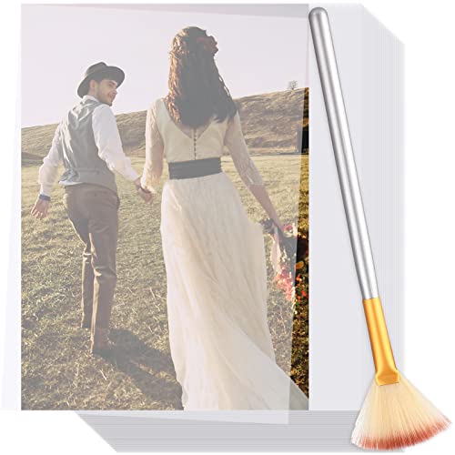 PerKoop 100 hojas de papel vitela de 5 x 7 pulgadas, papel transparente de vitela grueso con cepillo de abanico en relieve, papel de vitela transparente imprimible de 160 g/m² para invitaciones de