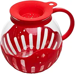 LYOR - Pipoqueira para Micro Ondas 2,25L Vermelha Vidro