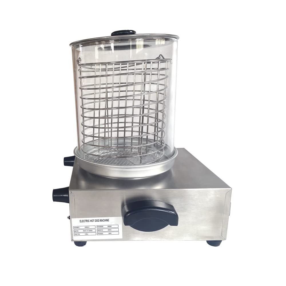 Calentador de vapor para perros calientes de 110 V, 300 W, parrilla eléctrica de salchichas, calentador de bollos de acero inoxidable, temperatura ajustable para bollos de perros calientes 6