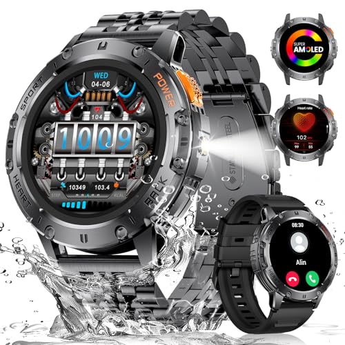 Esfoe 2024 Reloj Inteligente Hombre,1.43 Amoled Smartwatch Militar Con Led Linterna,530mah 5atm Impermeable Smartwatch Con Wasap Llamadas Esfoe 2024 Reloj Inteligente Hombre,1.43 Amoled Smartwatch Militar Con Led Linterna,530mah 5atm Impermeable Smartwatch Con Wasap Llamadas