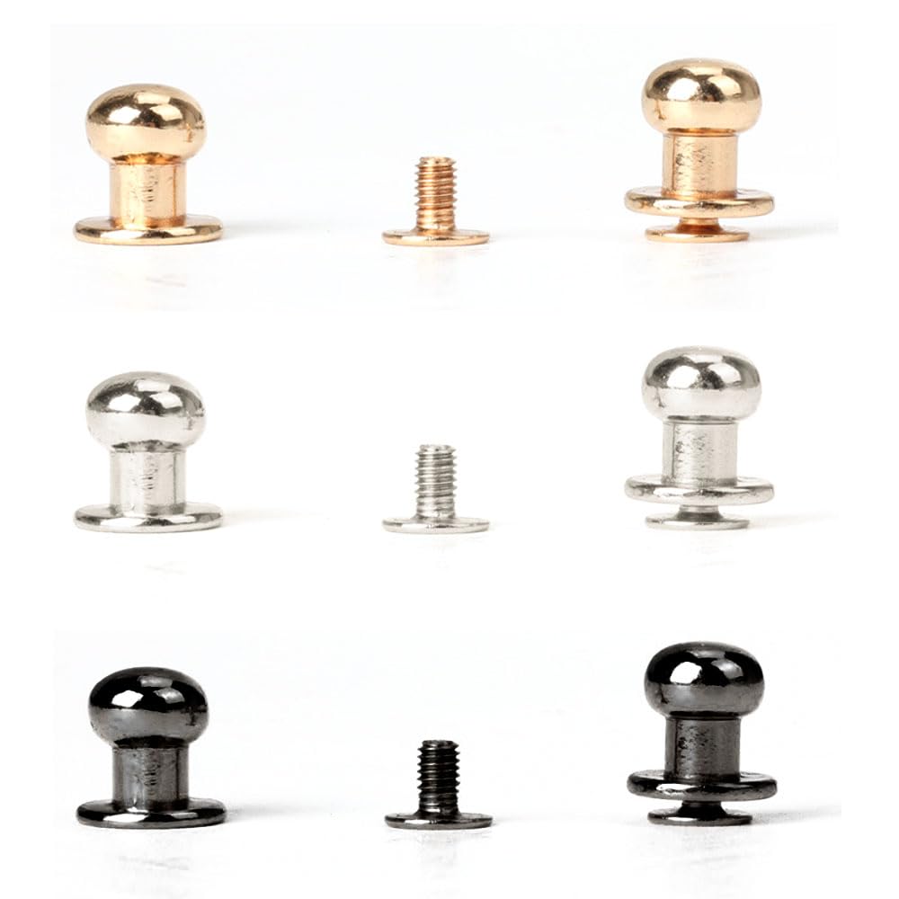 Dtoterul Leather Rivets Pack of 100 Button Rivets Solid Button Round Head Hollow Rivets 6 mm Button Buttons Button Screw Stud Mushroom Head Screws with Round Impact Double Cap for DIY Crafts Leather - Image 4