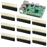 10 Pièces Connecteur Pin Header 2x20 Broches 2.54 mm Double Rangée Breakaway PCB Board Mâle Femelle pour Arduino Raspberry Pi ESP32 Prototypage et Réparation Électronique