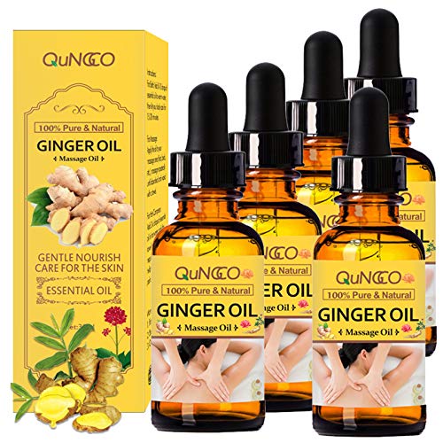 5 Pack Ginger Massage Oil,Ginger Massage Essential Oil, Natural Ginger Oil Lymphatic Drainage Ginger Oil,SPA Massage Oils,Repelling Cold and Relaxing Active Oil