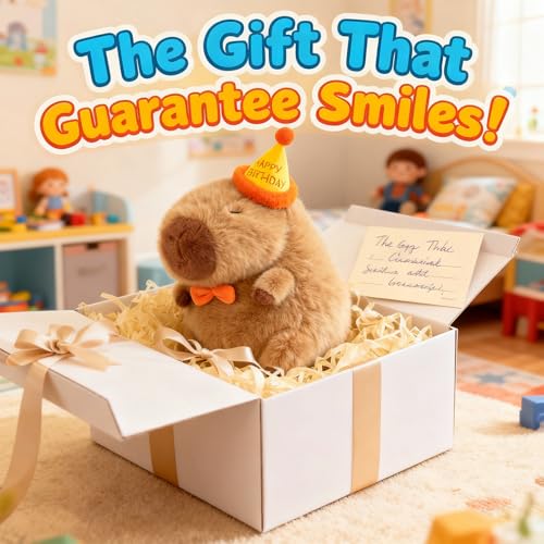 Capybara Plush with Birthday Hat, Capybara Stuffed Animal Birthday Gifts by Wonfirang - Used condition - Image 2