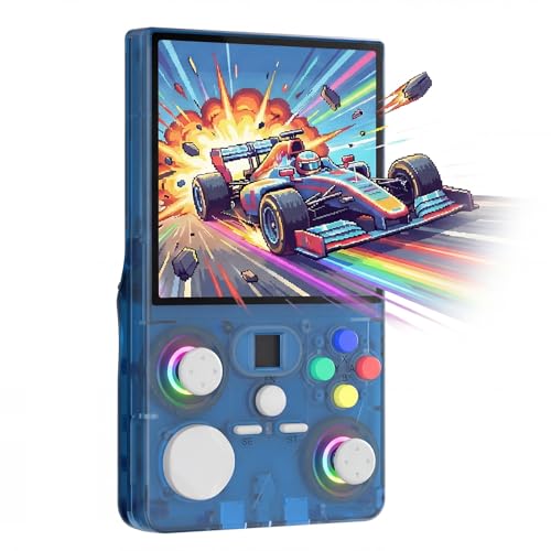 Image of DC40V Upgraded Handheld Game Console, 4.0 Inch Large Screen Retro Gaming Console, 64GB Preloaded 18000+ Games, Open Source Linux Handheld Emulator Supporting 30+ Emulators, 4000mah Battery (64G Blue)