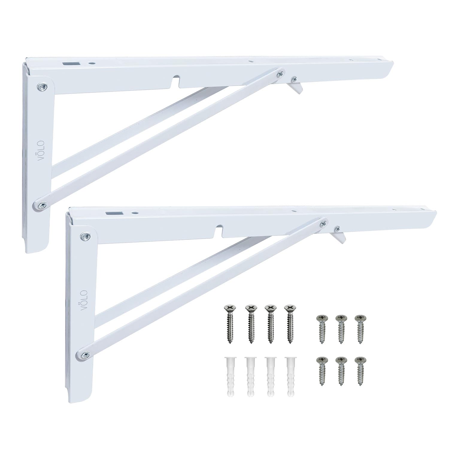 VOLO Pack of 2 Pieces (1 Set ) Heavy Duty Folding Bracket | 150 Kg Load Capacity | Foldable Wall Shelf Bracket | Fold Down Table and Wall Bracket with Fittings | (Stainless Steel, 8 Inch (200mm)) — Amazon image 17