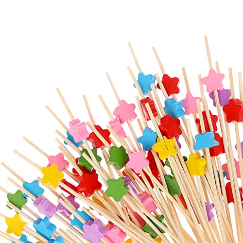 200 Pcs Disposable Bamboo Sticks, 4.7 Inch Multicolor Appetizing Long Toothpicks Handmade Bamboo Skewer Cocktail Sticks For Fruit Cocktail Dessert Sandwiches Party Decor #TOP2
