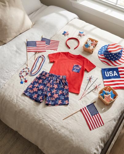 Image of Boys 2pc Shorts Set Outfit Short Sleeve Shirt with Fun Applique Print and Shorts