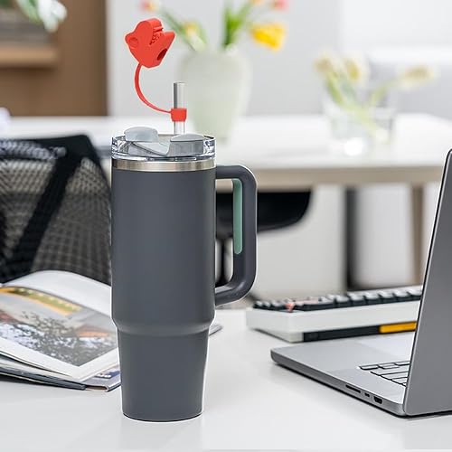 Miniatura 7 de 4 tapas de popote para Stanley de 3040 onzas, lindo dinosaurio forma de pajilla, puntas de popote de silicona reutilizables, tapones protectores