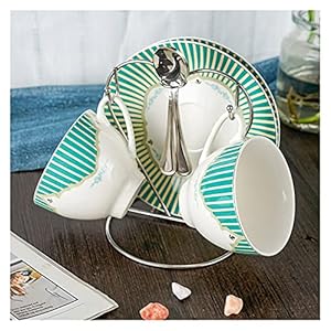 Espresso Cups Set British Coffee Mug Afternoon Tea Cup Gold-Rimmed Simple Tea Set European Court Coffee Cup Saucer Spoon (C) (C b) (E b)