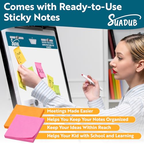 SUADUB Sticky Easel Pad - 25 x 30 Inches – Large Chart Paper for Teachers - Self Stick Easel Pad for Office Classroom - Resistant Easel Paper- 2 Little Bonus Sticky Notes - 30 Sheets/Pad,10 Pads - Image 6
