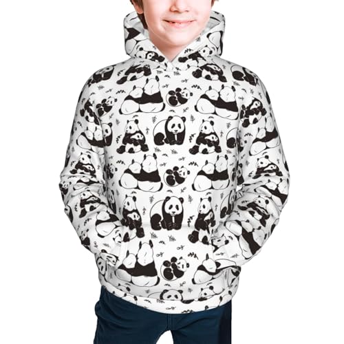 Cute Pandas Kids Pullover Hoodies Boys Sweatshirts Girls Athletic Clothes with Pocket2