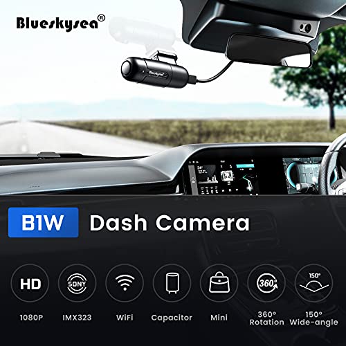 Small Wifi Dash Cam Camera For Car, Blueskysea B1W Mini Vehicle Video Driving Recorder 360 Degree Rotatable Lens 1080P 30Fps G-Sensor Loop Recording #TOP1