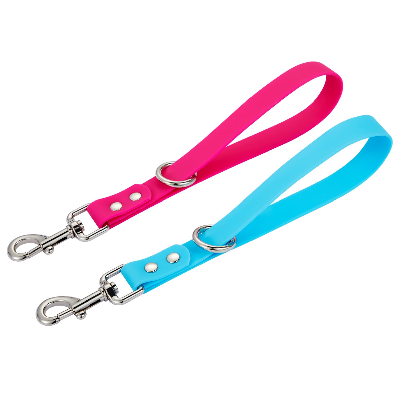 Short Dog Leash - Waterproof Dogs Leashes 10 Inch 3/4" Traffic Pet Lead Training Dog Leads Handle Grab Tab Backup Pet Car Leash for Small Medium Large Dogs (Hot Pink & Sky Blue)