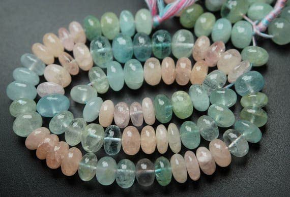 Morganite Aquamarine perles rondelles lisses pour la fabrication de bracelets personnalisés