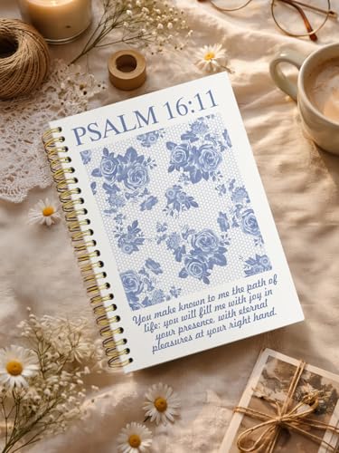 Carnet chrétien bleu Psaume 16:11 pour prière et notes - 2