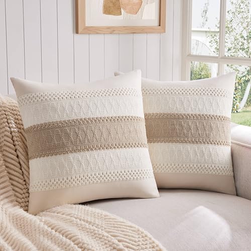ZeeMart 2 Packs Cotton Boho Throw Pillow Covers 18x18 Inch