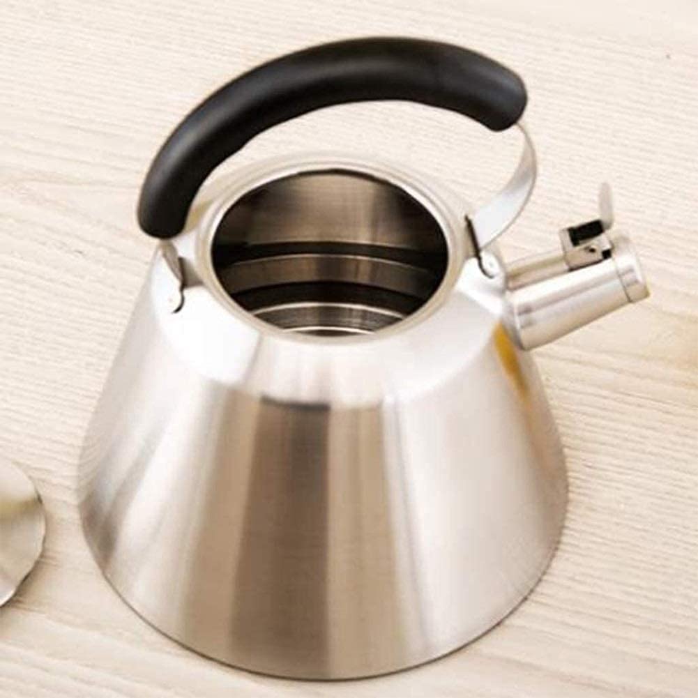 Fluitketel van roestvrij staal, 3 l, met hittebestendige handgreep en een ruime basis van 20,3 cm Fluitketel van roestvrij staal, 3 l, met hittebestendige handgreep en een ruime basis van 20,3 cm