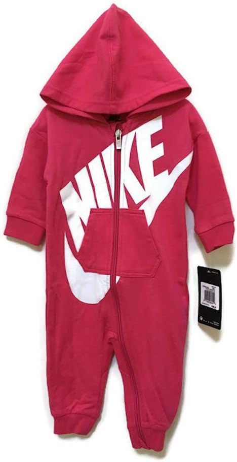Nike Baby Boys French Terry Hooded Coverall (6 Months, Rush Pink)