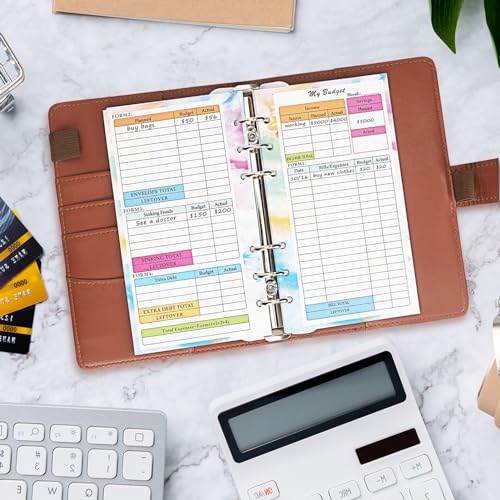 EasyDaa Recarga de planejador de orçamento A6, 82 folhas [2025] agenda mensal semanal colorida inser