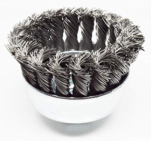 Image of Benchmark Abrasives 2-3 /4 inch Knot Wire Cup Brush for Narrow Holes Derusting Paint Removal Deburring Ferrous Metals Concrete, Wire End Brush for Angle Pneumatic Grinder - Carbon Steel (Pack of 5)