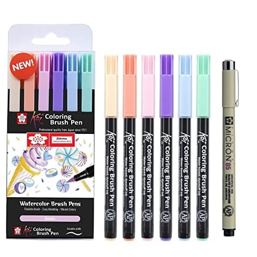 Sakura Koi - Rotulador con punta pincel, para colorear, 6 Tonos SWEETS y 1 rotulador 05
