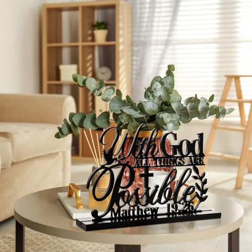 Image of Geetery Inspirational Table Centerpieces Wooden Religious Inspirational Home Decoration Motivational Blessed Table Decor for Home Kitchen Office Faith Christian Gifts Supplies Decor(Possible)