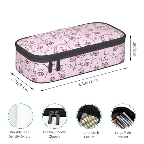 Image of Cute Animal Pink Pig Pencil Case Organizer Big Capacity Pencil Pouch Stationery With Zipper School Supplies Pencil Bag For Girls Boys Office