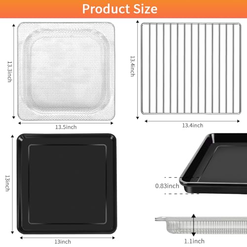 Image of Air Fryer Rack Basket Tray for Ninja Foodi 8 in 1 SP100 SP101 Digital Air Fryer Countertop Oven, 13.4''*13.4'' Stainless Steel Air Fryer Accessories Roasting Steamer Grill Racks，Dishwasher safe