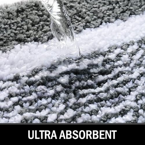 Image of GAVI Home Decor Bath Mat for Bathroom, Anti-Slip Bath mat & Door Mat for Bathroom, Bedroom, Kitchen (60 x 40 CM) (Grey Mar White Border)