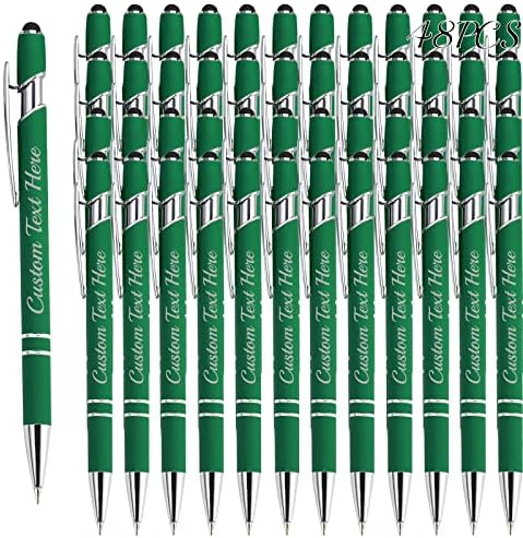 Aolun Personalised Pen,Custom Engraved Ballpoint Pen with Stylus,12 Pcs,Soft Touch Metal,Enter Name,Logo or Message, Great for Birthdays, Anniversaries, Graduations(Medium Point,Black Ink)