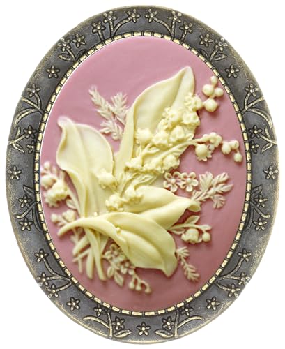 Image of Floral Pin Brooch Antique Brass Flower Decor Fashion Cameo Jewelry Pouch for Gift