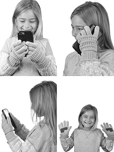 C.C. Kids' Children's Cable Knit Warm Anti-Slip Touchscreen Texting Gloves2