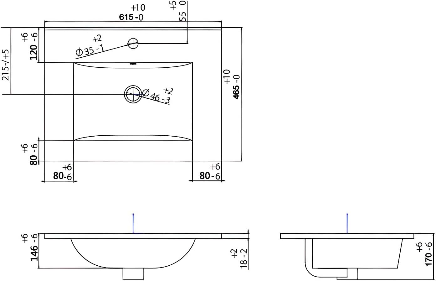Frontal view of the Vente-unique LAVENA 60 cm beige wall-mounted bathroom cabinet with integrated white ceramic sink and gold handles.