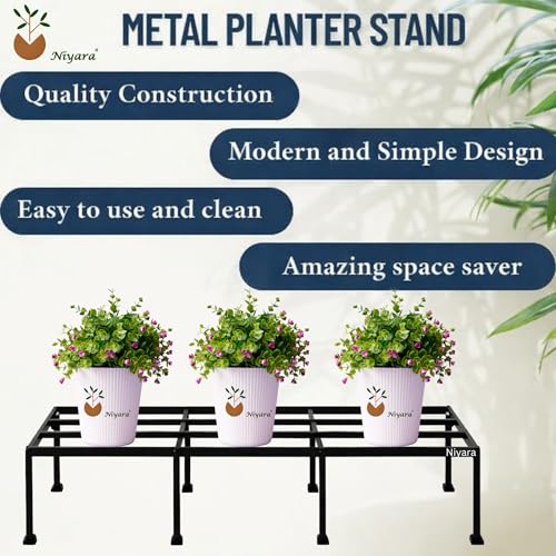 Image of Niyara || Metal Planter Stand || Flower Pot Stand for Planters || Plant Stand Indoor | (Large Set of 4, 6 inch height)