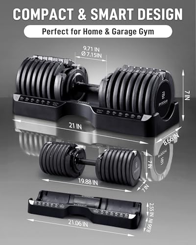 Image of BYZOOM FITNESS Pure Series Adjustable Dumbbell - 12.5 /25 /27.5 /50 /55 /75lb - ONE UNIT OR PAIR(check QTY before purchase) - 5-in-1 / 10-in-1 / 15-in-1 / 21-in-1 Flexible Hand Weights for Home Apartment Garage Gym, Strength Training & Fitness Workouts, White OR Black