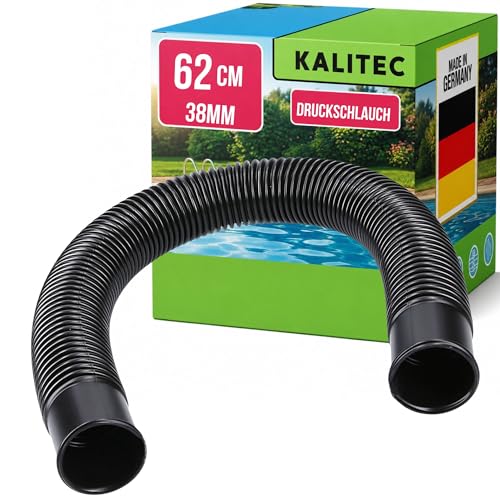 Kalitec Druckschlauch 38 mm 62 cm schwarz - flexibler Saug-Druckschlauch - für Poolpumpe Sandfilteranlage und Skimmer - Anschlussschlauch 1 1/2 Zoll Pumpenschlauch Poolrohr