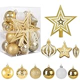 Diseño exquisito: cinco diseños diferentes de decoración navideña especialmente para Navidad, combinados con el clásico color dorado de Navidad. Decoración dorada para árbol de Navidad que combina muy bien con las ramas oscuras y verdes del abeto, muy festiva.