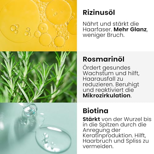 Enooso - Bio-Shampoo Gegen Haarausfall, Stärkt Mit Rosmarinöl, Verdünnt Mit Reinigendem Rizinusöl, Für Fettiges Haar, 100% Natürliches und Veganes Festes Shampoo - 130g