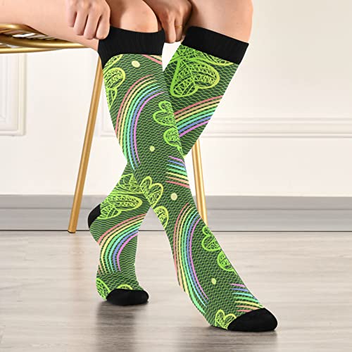 Image of Wusikd Heartbeat Symbol Compression Socks for Women and Men Circulation Black Long Socks for Athletic Running 1