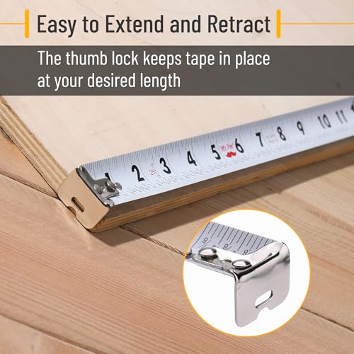 Image of Mr. Pen- Tape Measure, 25-Foot, Yellow, Double Sided Steel Measuring Tape Measure with Fractions, Easy Read Tape Measure 25 ft, Steel Tape Measure, Retractable Measuring Tape Retractable